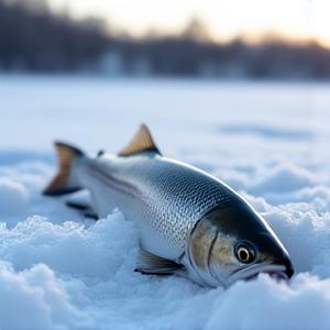 Guest photo of a freshly caught fish during an ice fishing trip.