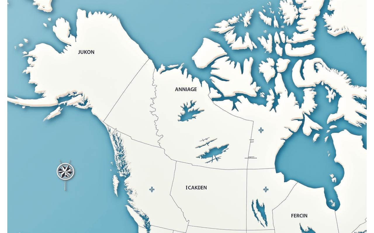 Map showing Arctic Hearth's remote lodge locations in the Yukon, marked with stars indicating optimal Aurora viewing spots.